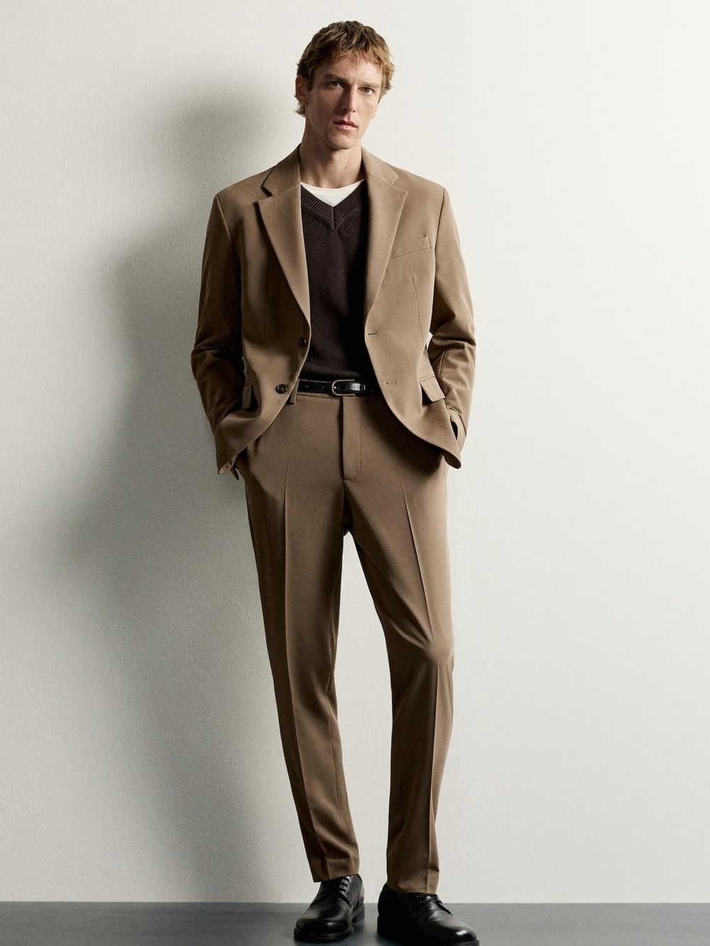 Zara Men's Tan Suit Jacket & Trousers